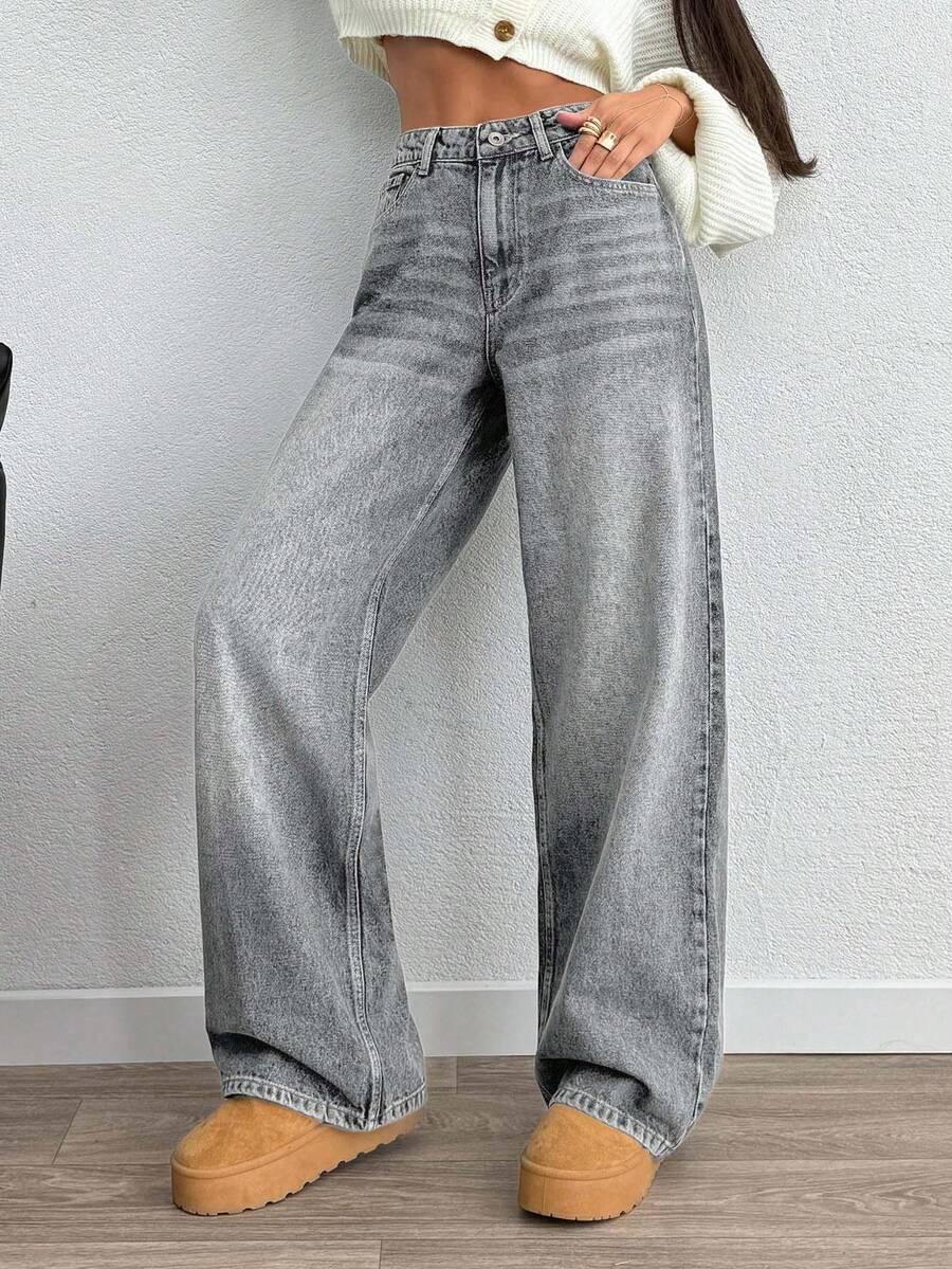 SZARE SPODNIE JEANS 