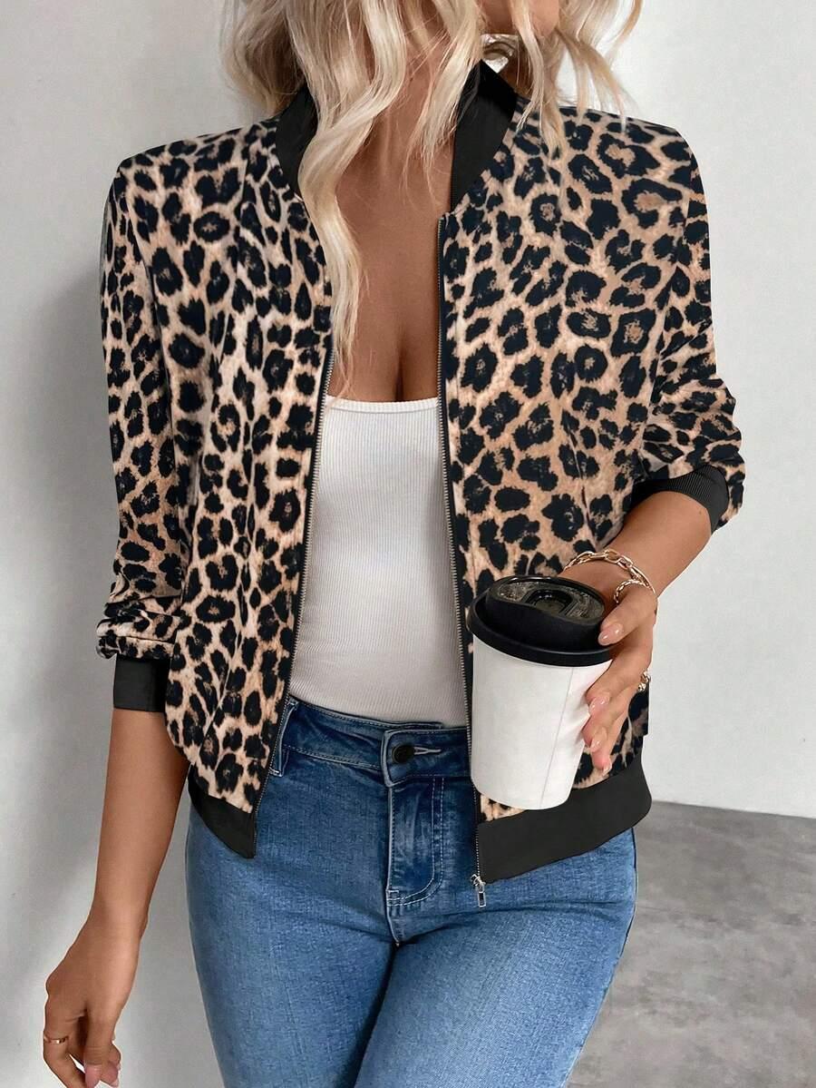 bluza animal print kontrast zamek