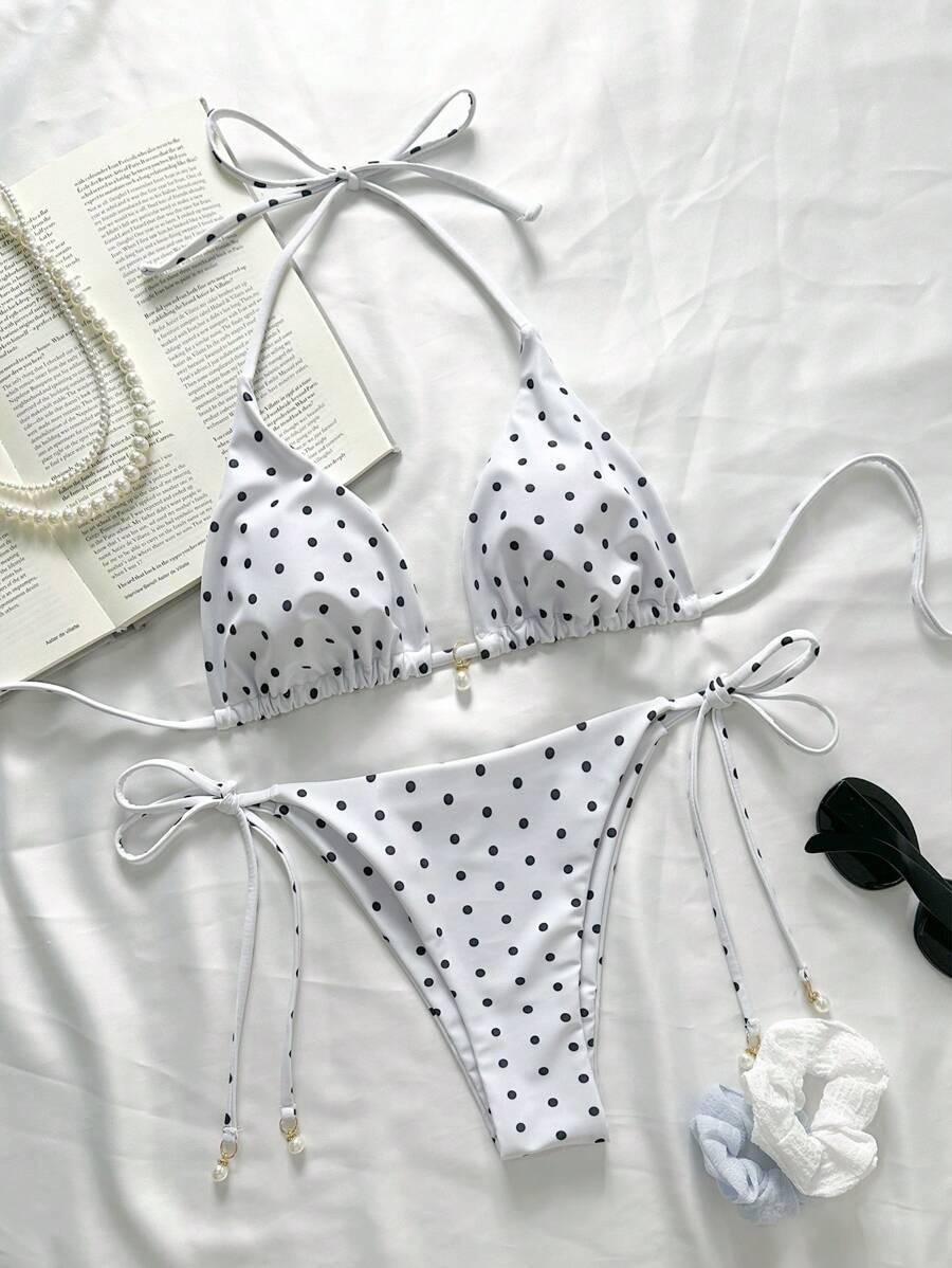 DWUCZĘŚCIOWE BIKINI DAMSKIE W KROPKI 