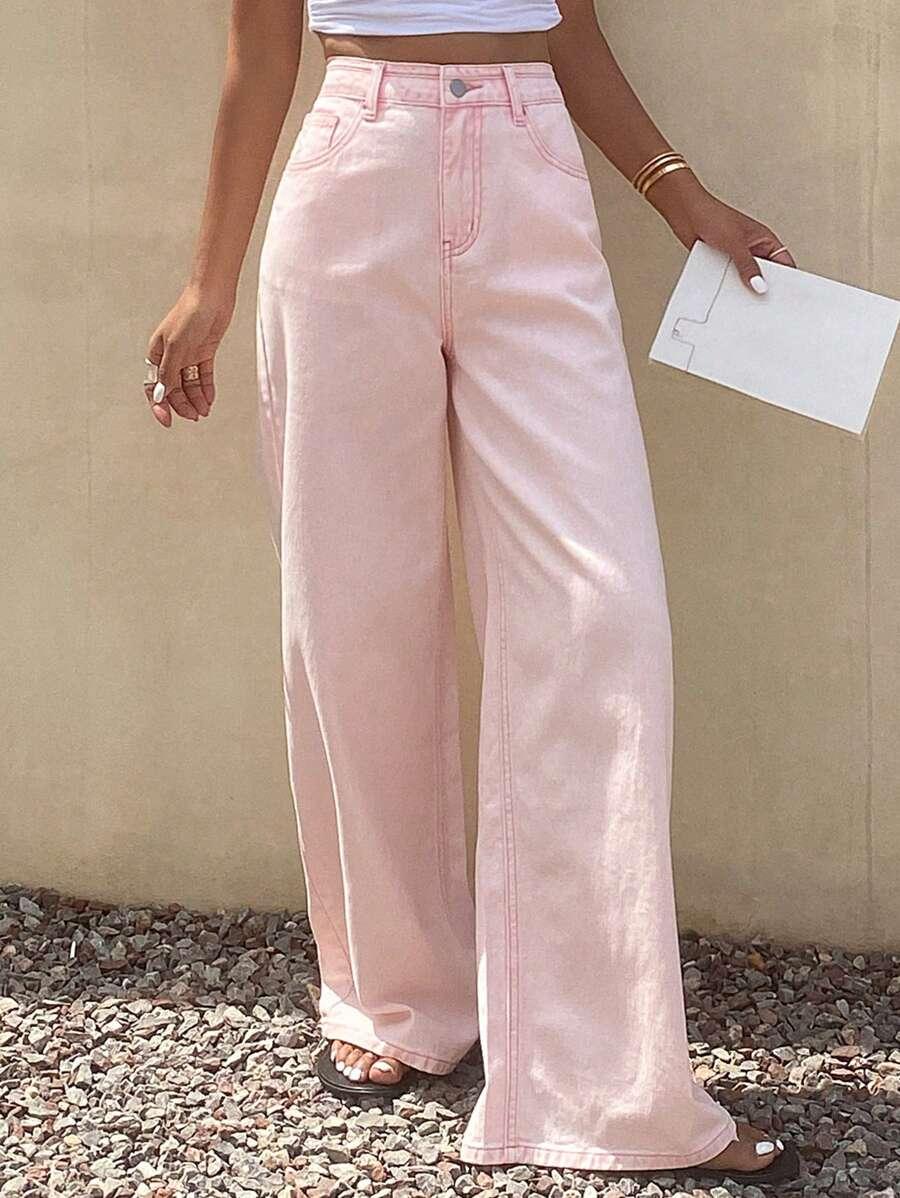 RÓŻOWE SPODNIE JEANS