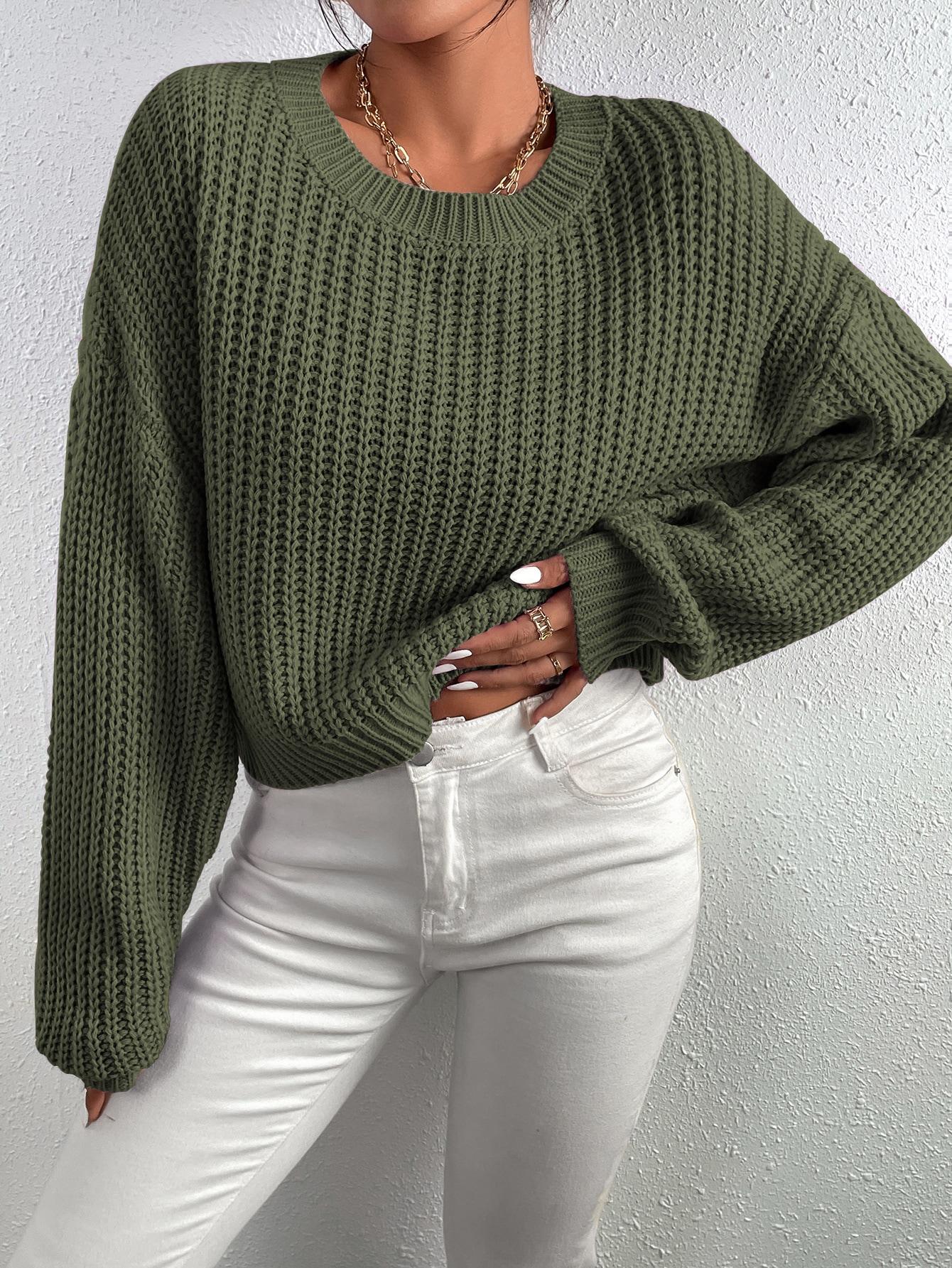 ZIELONY LUŹNY SWETER 