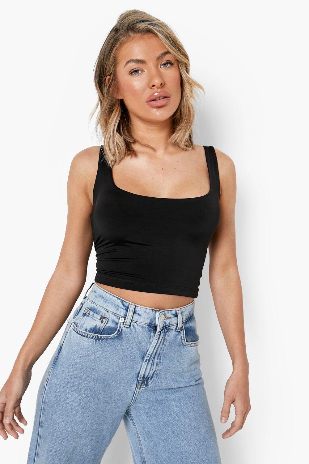 CZARNY CROP TOP 