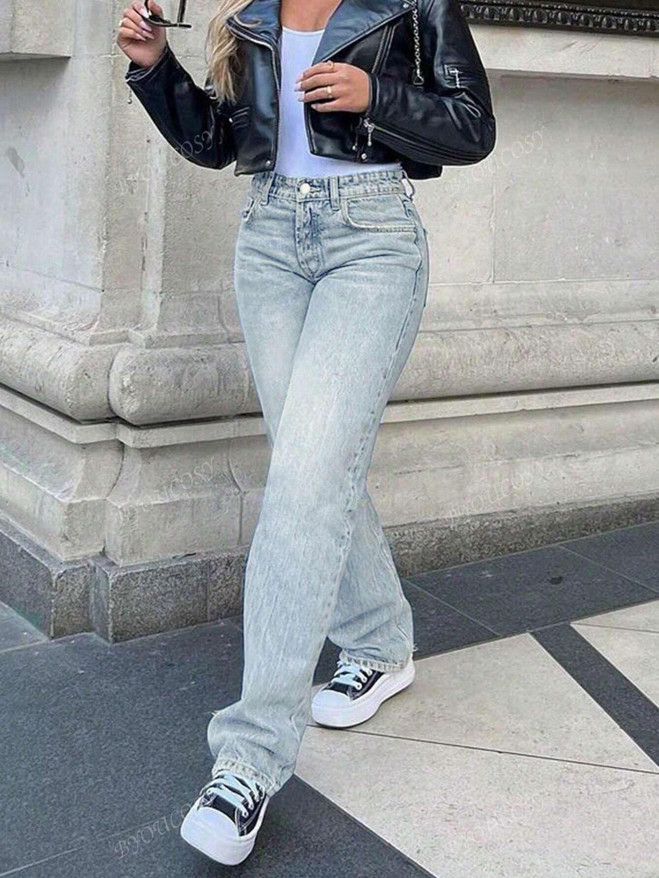 NIEBIESKIE PROSTE JEANSY