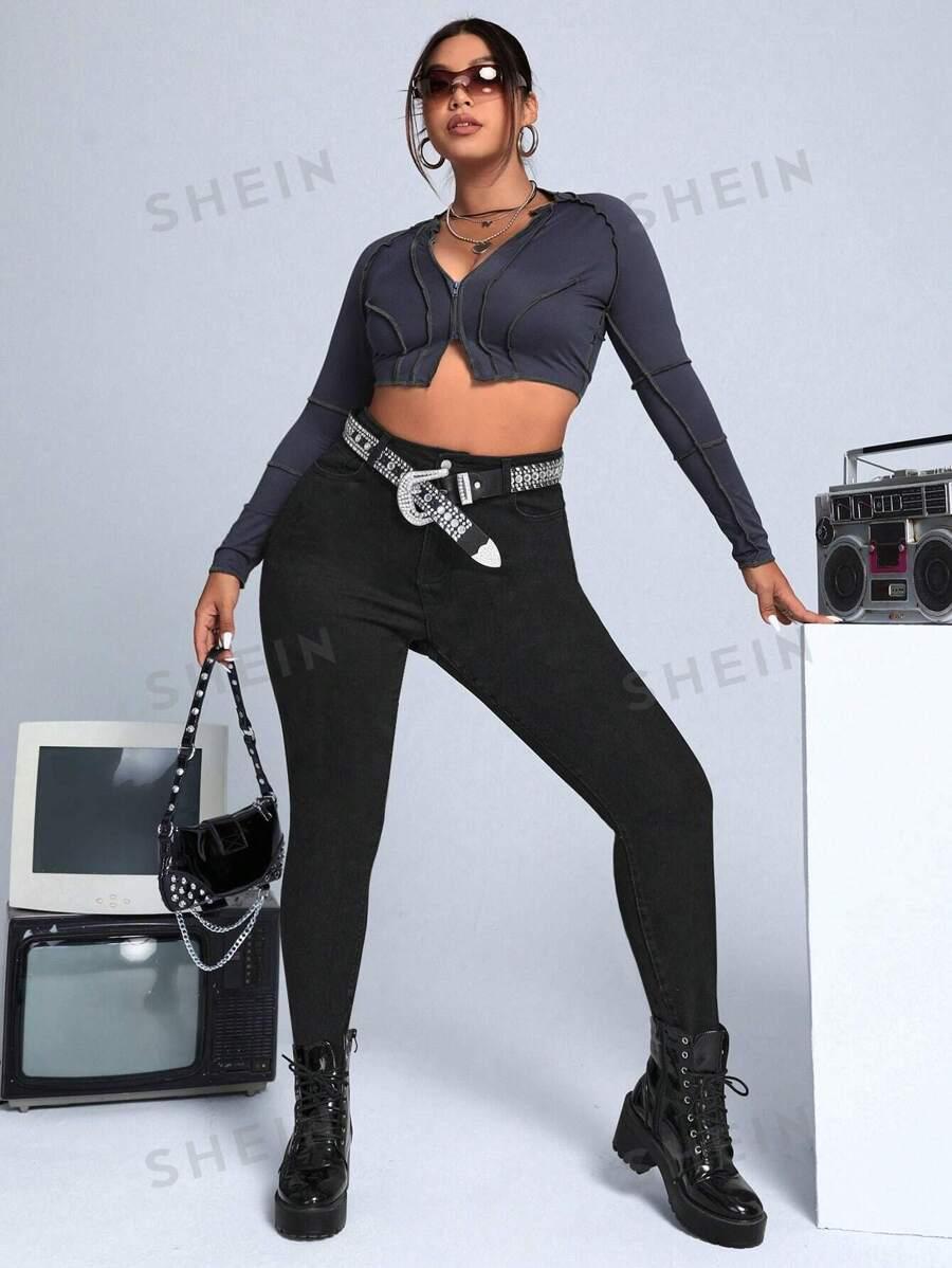 CZARNE SPODNIE JEANS