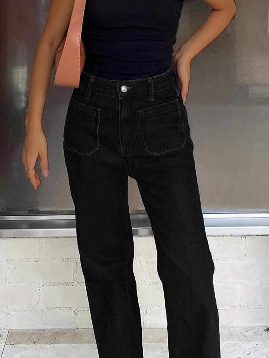 CZARNE SPODNIE JEANS