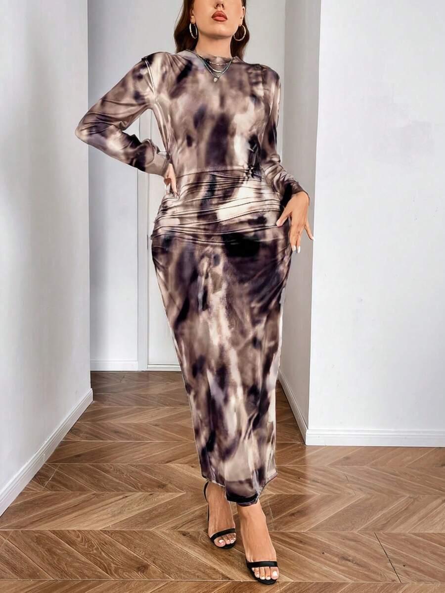 sukienka tie-dye marszczenia