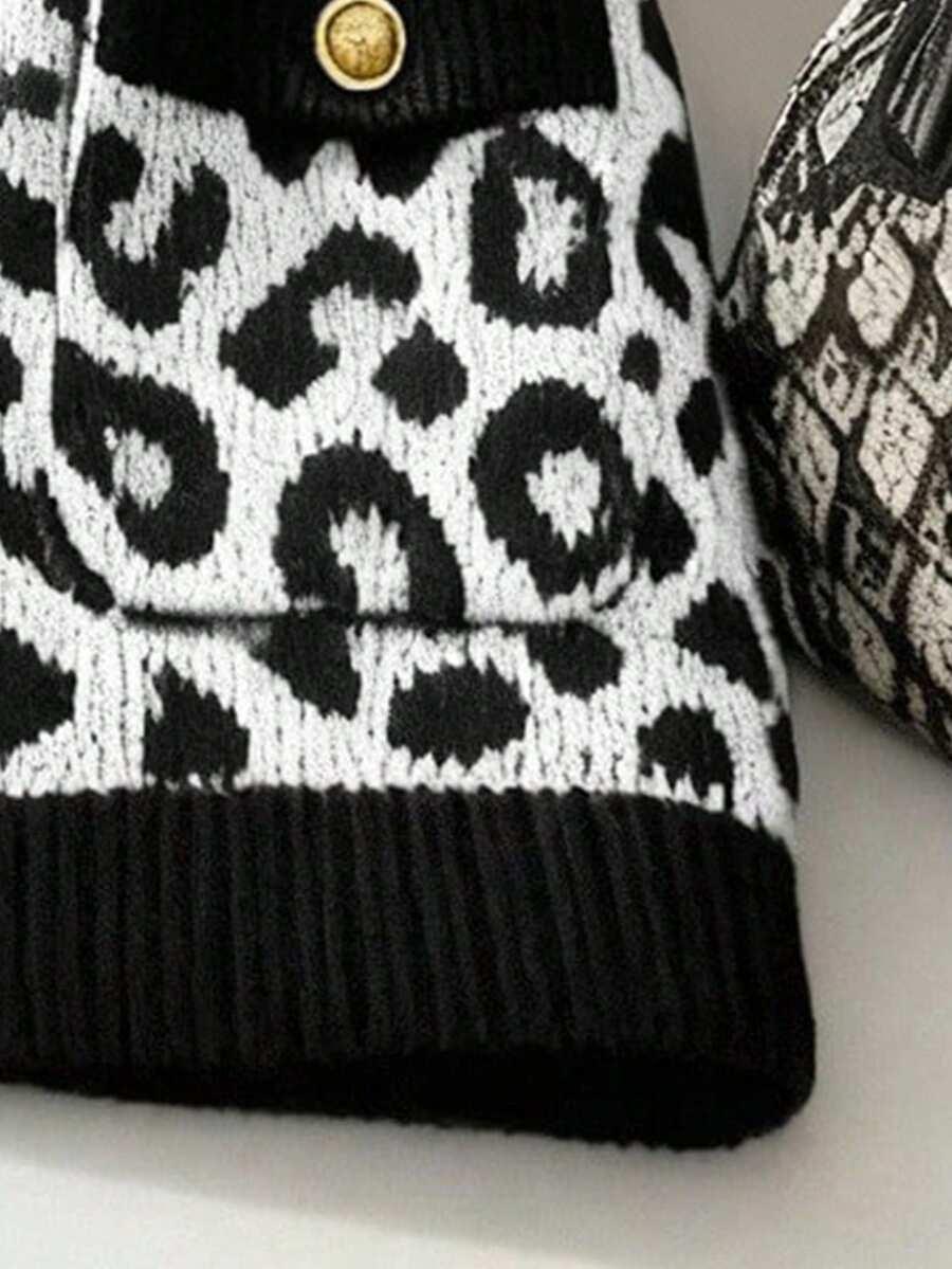 dzianinowa kamizelka animal print