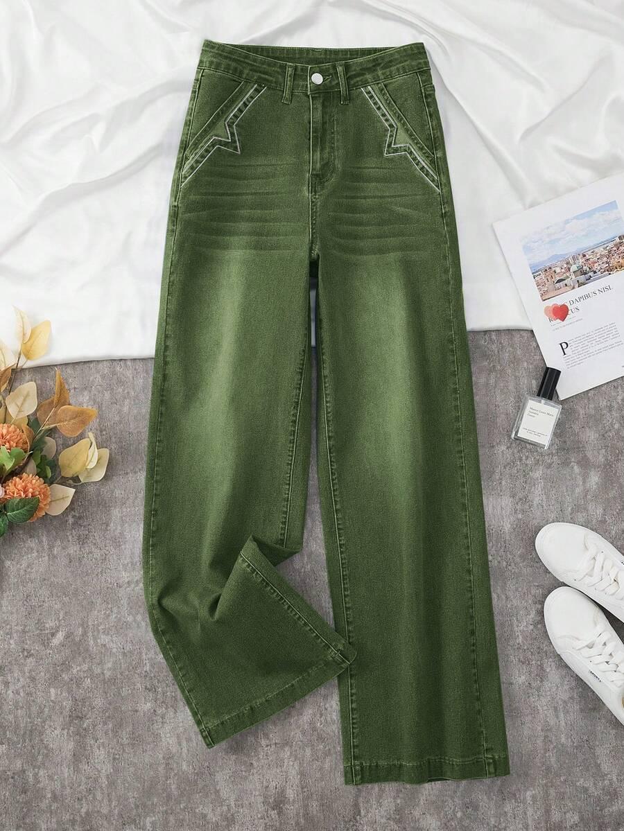 zielone spodnie jeans