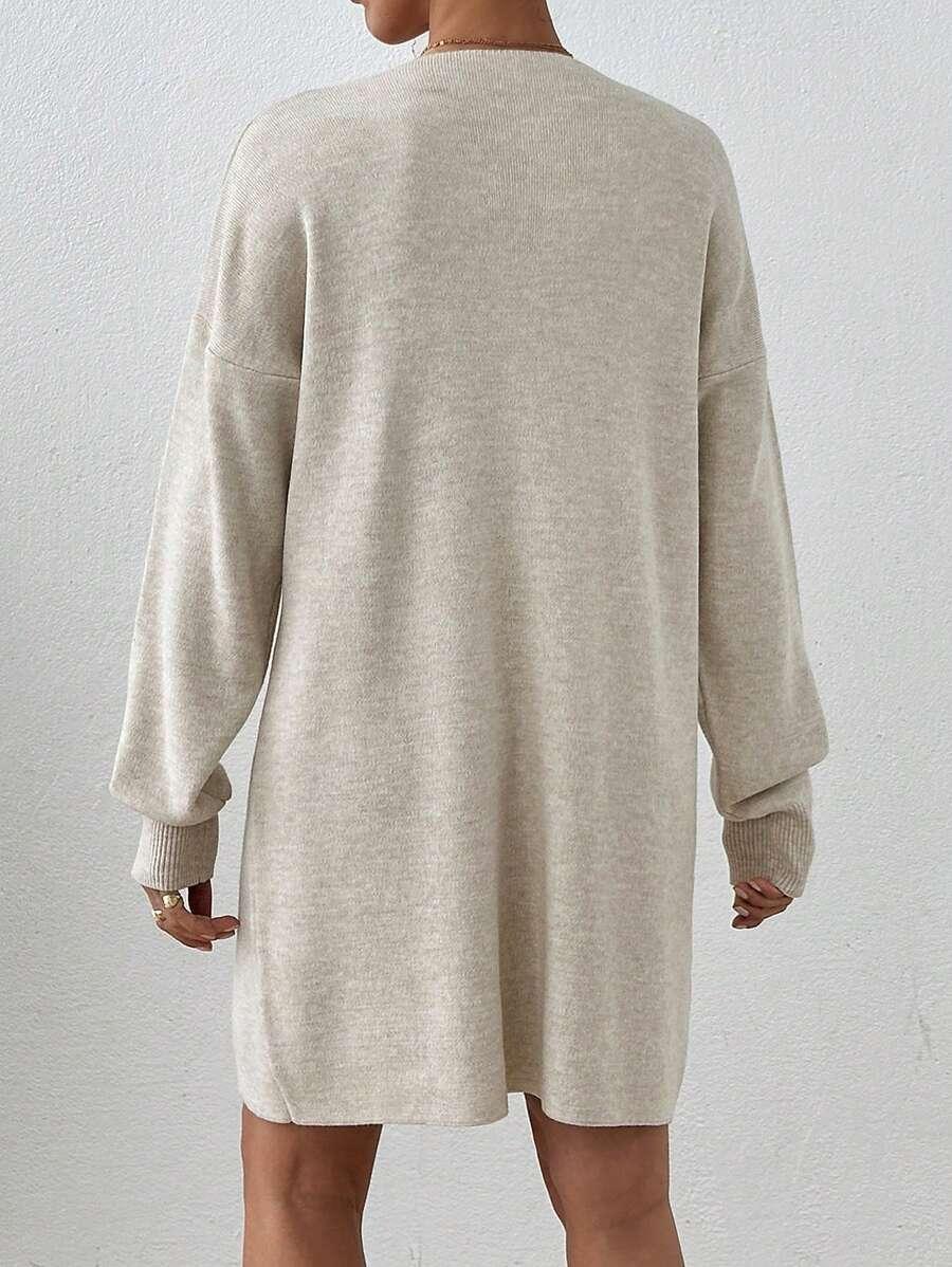 DZIANINOWA MINI SUKIENKA V-NECK