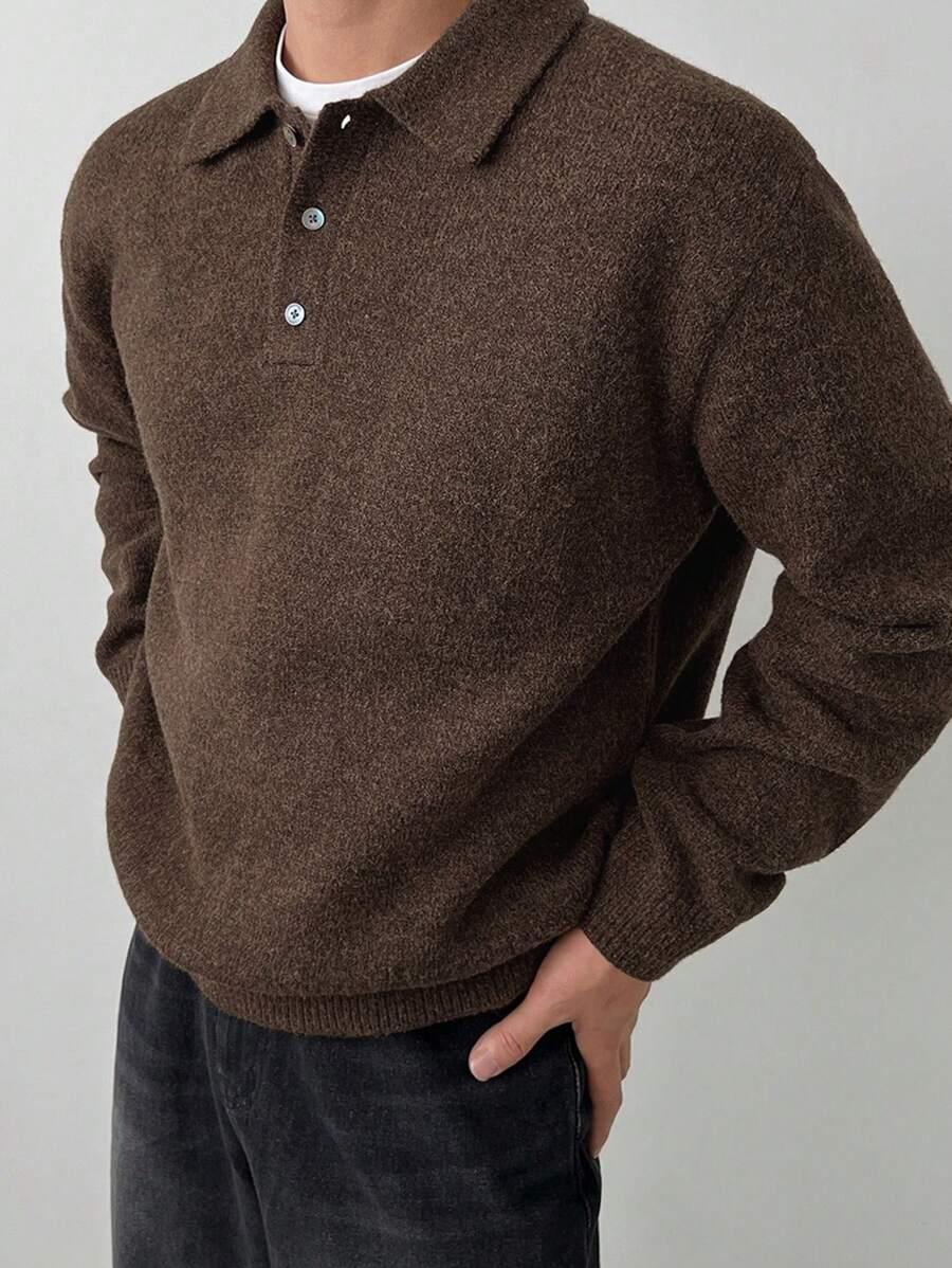 brązowy sweter guziki