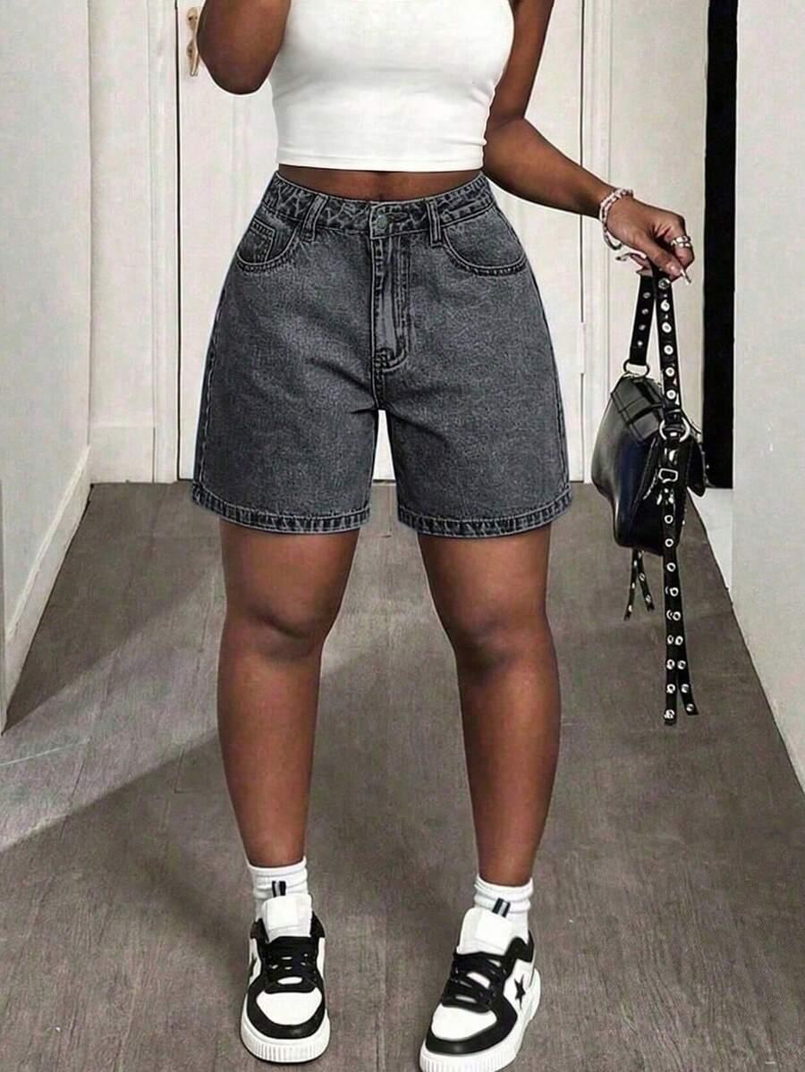 SZARE SPODENKI JEANS