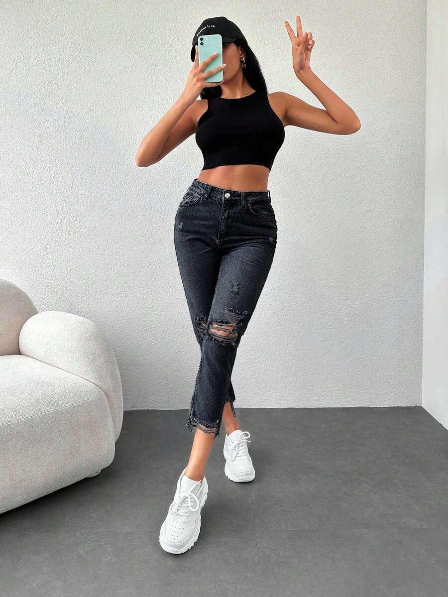czarne spodnie jeans