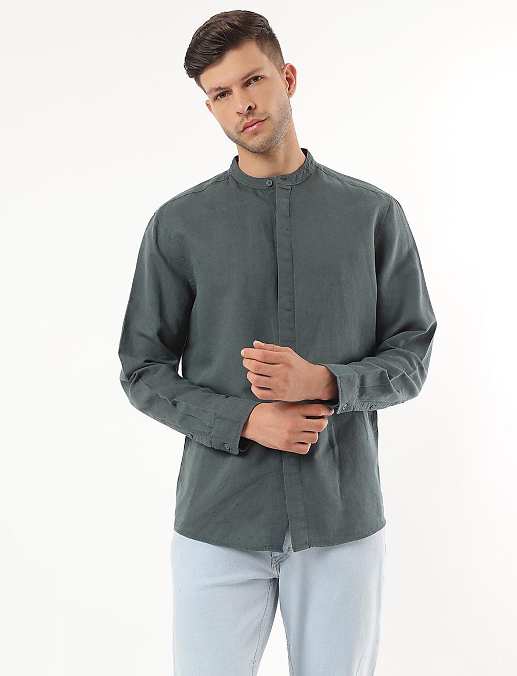 lniana koszula długi rękaw T25-3915K-TY