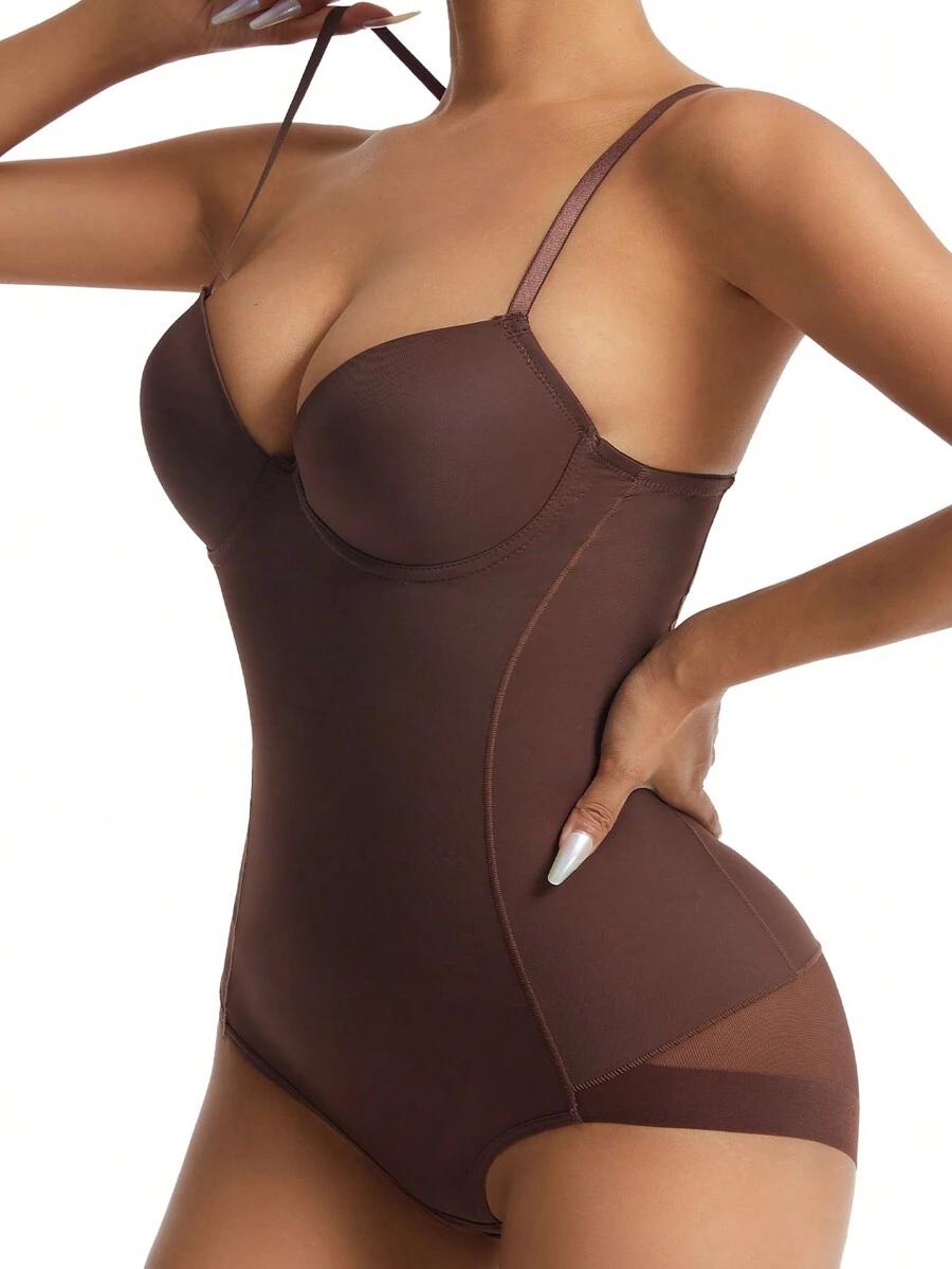 brązowe modelujące body na ramiączkach