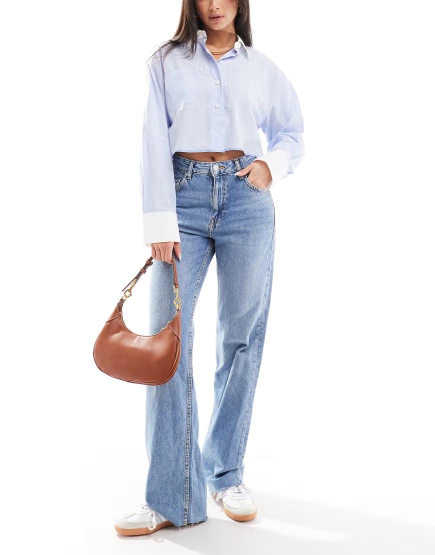 NIEBIESKIE SPODNIE JEANS PROSTA NOGAWKA