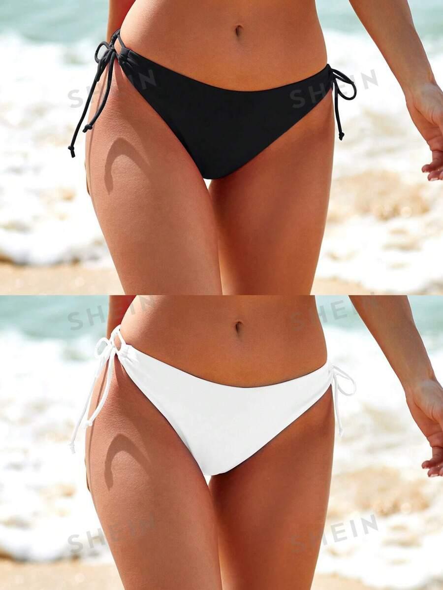 gładki wiązany dół od bikini 2-pack