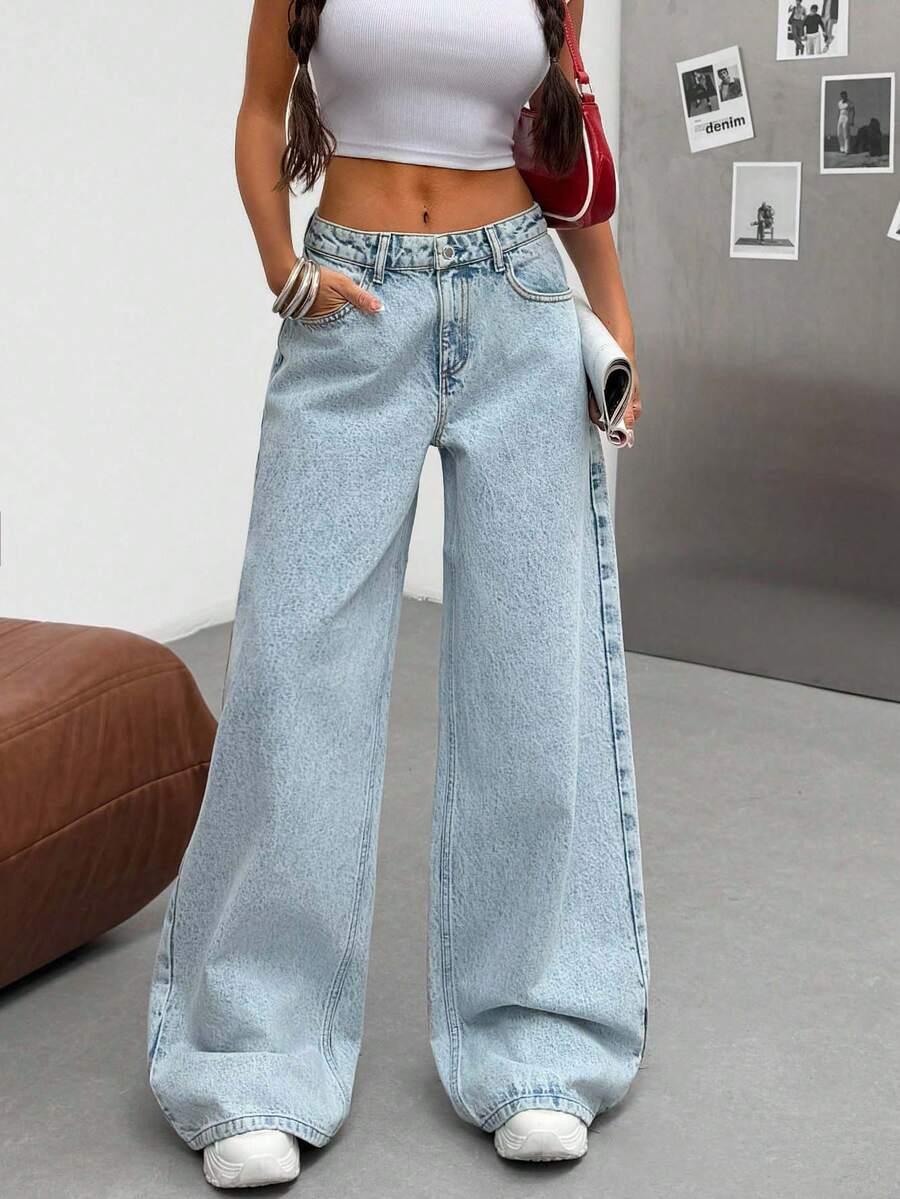 szerokie spodnie jeans wysoki stan