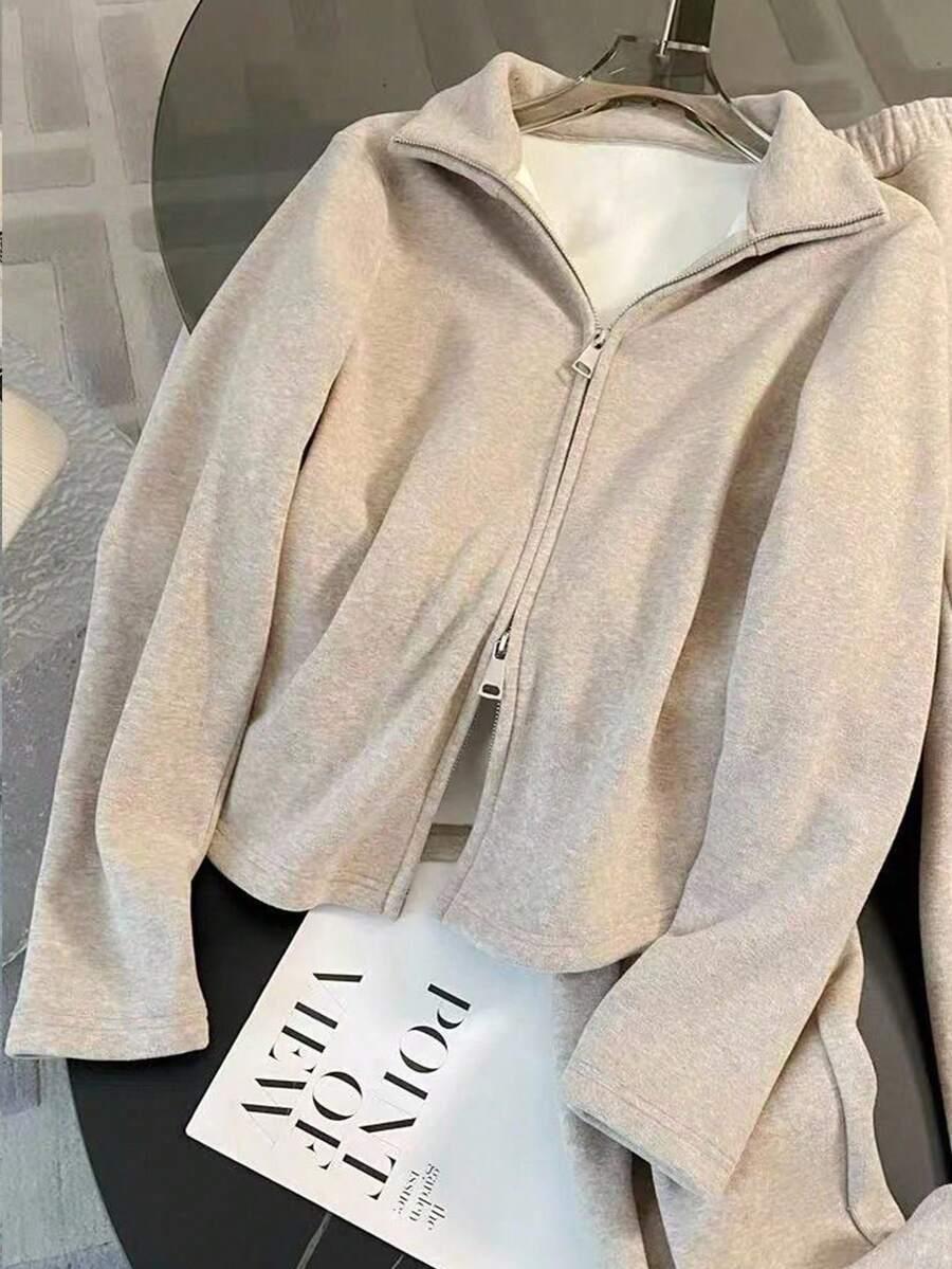 BEŻOWY KOMPLET DRESOWY SPODNIE BLUZA