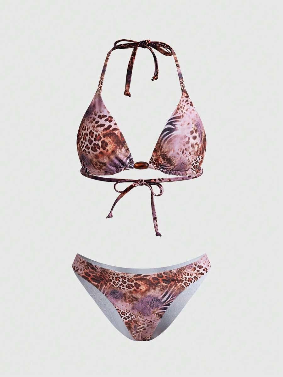 góra od bikini top siateczka animal print