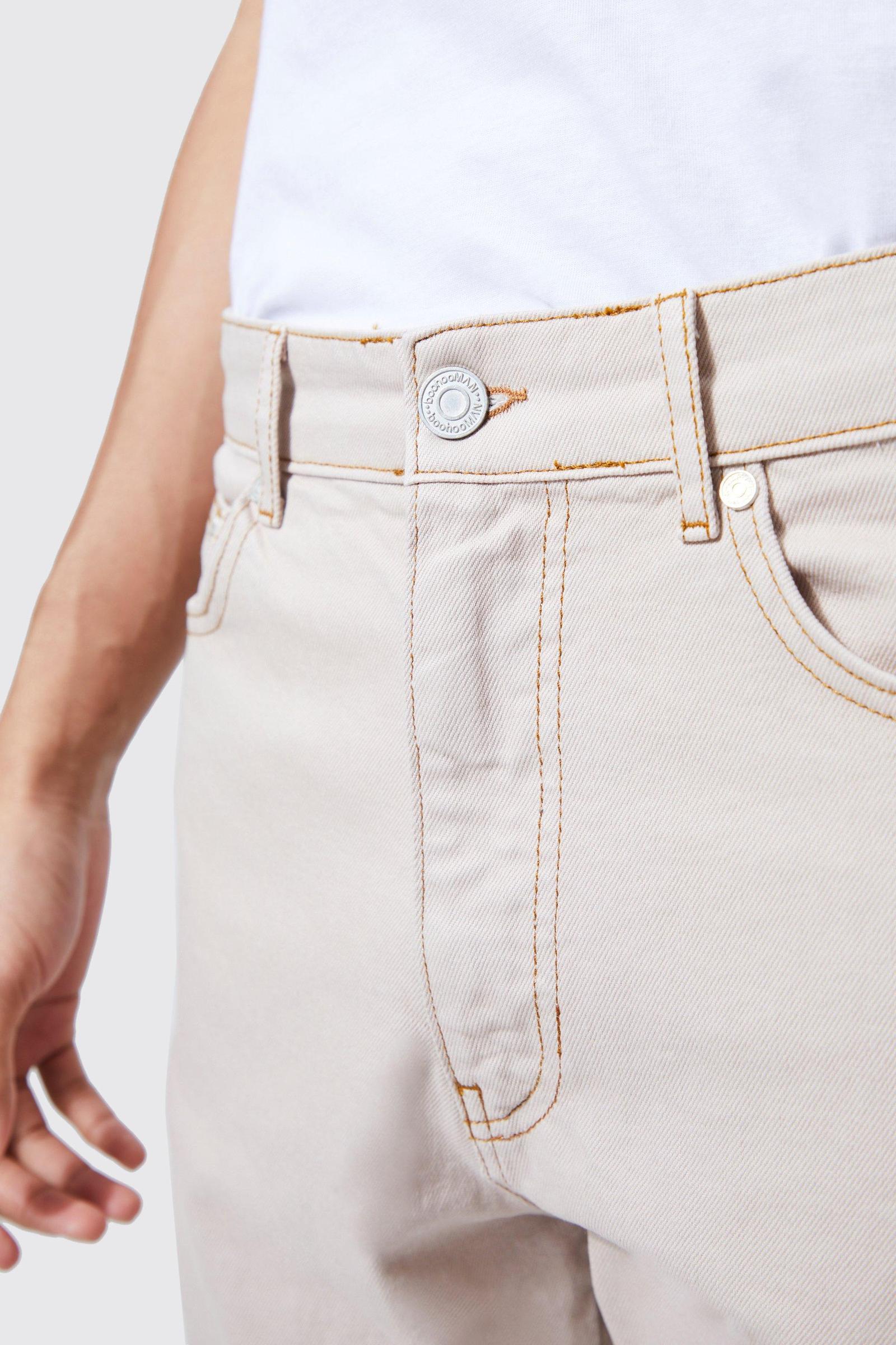 beżowe spodnie jeans cargo wzór bawełna