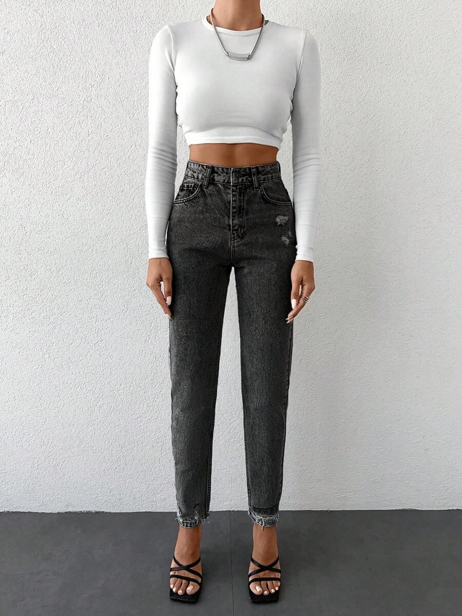 CZARNE SPODNIE JEANS