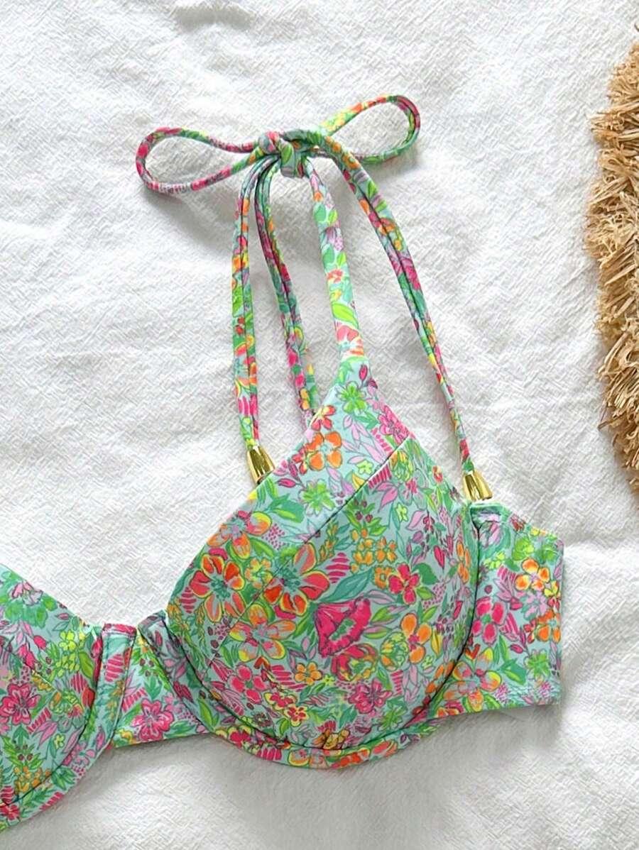 GÓRA OD BIKINI ROŚLINNY WZÓR