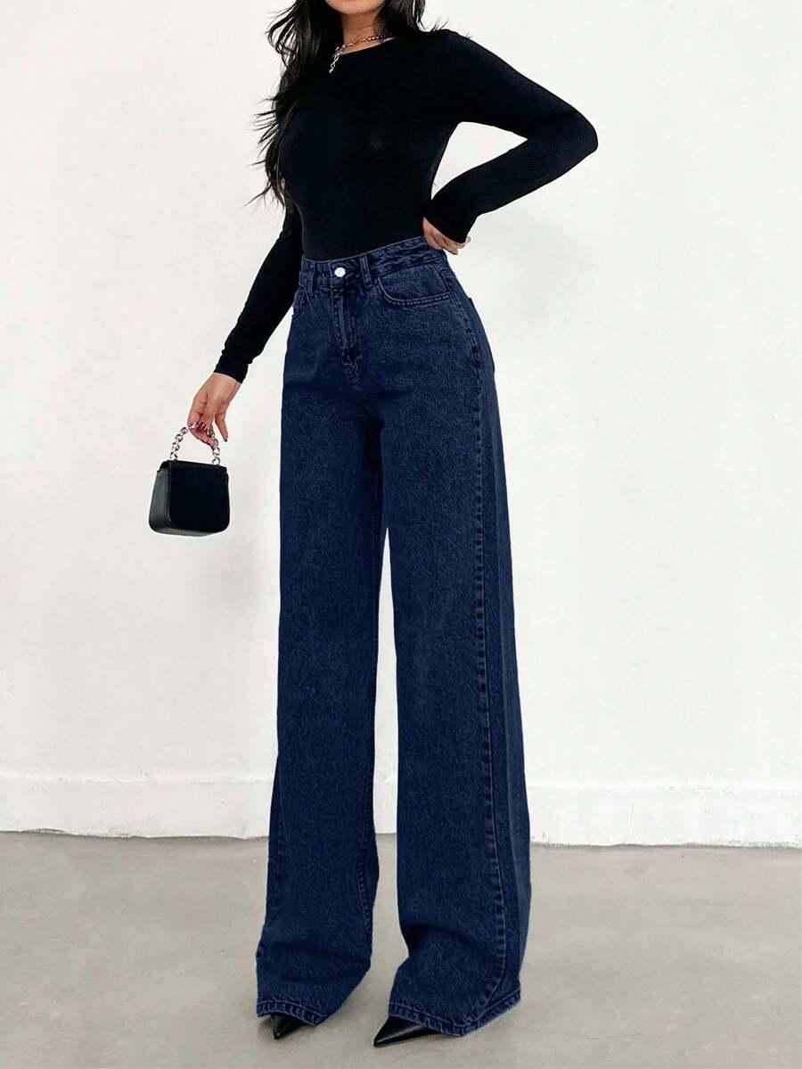 GRANATOWE SPODNIE JEANS