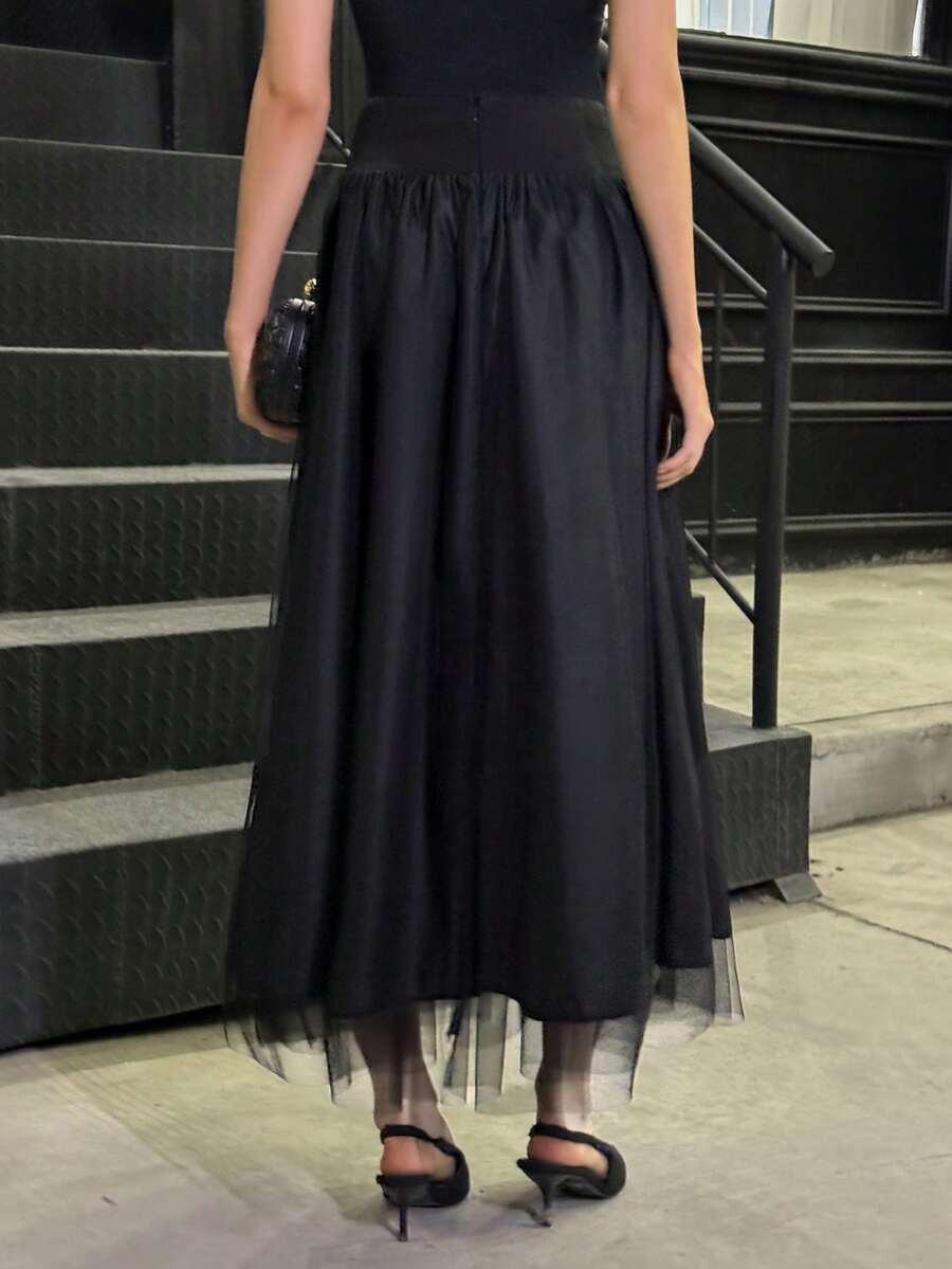 czarna maxi spódnica 