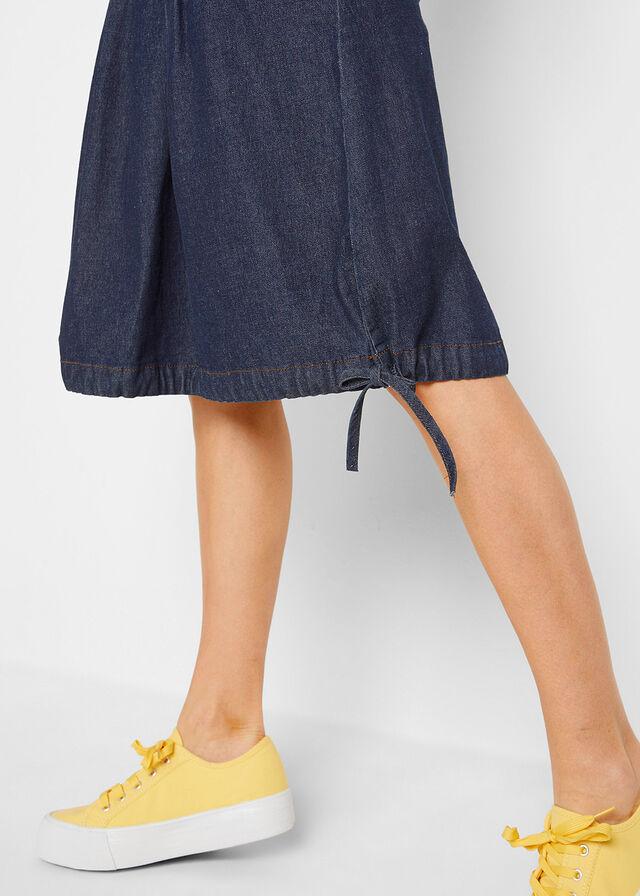 SPÓDNICA PLUS SIZE BAWEŁNIANA JEANSOWA DO POŁOWY ŁYDKI