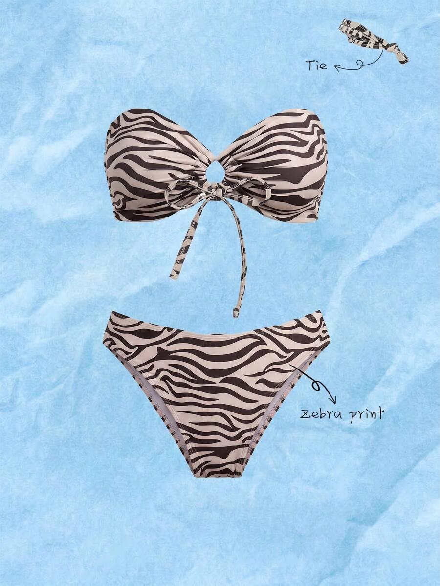 dwuczęściowy strój kąpielowy animal print