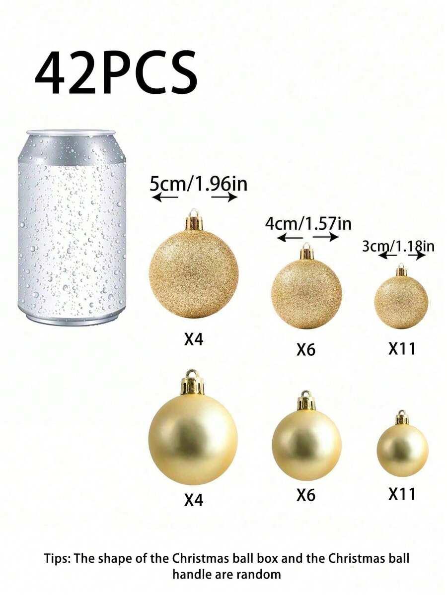 złote bombki choinkowe 42-pack