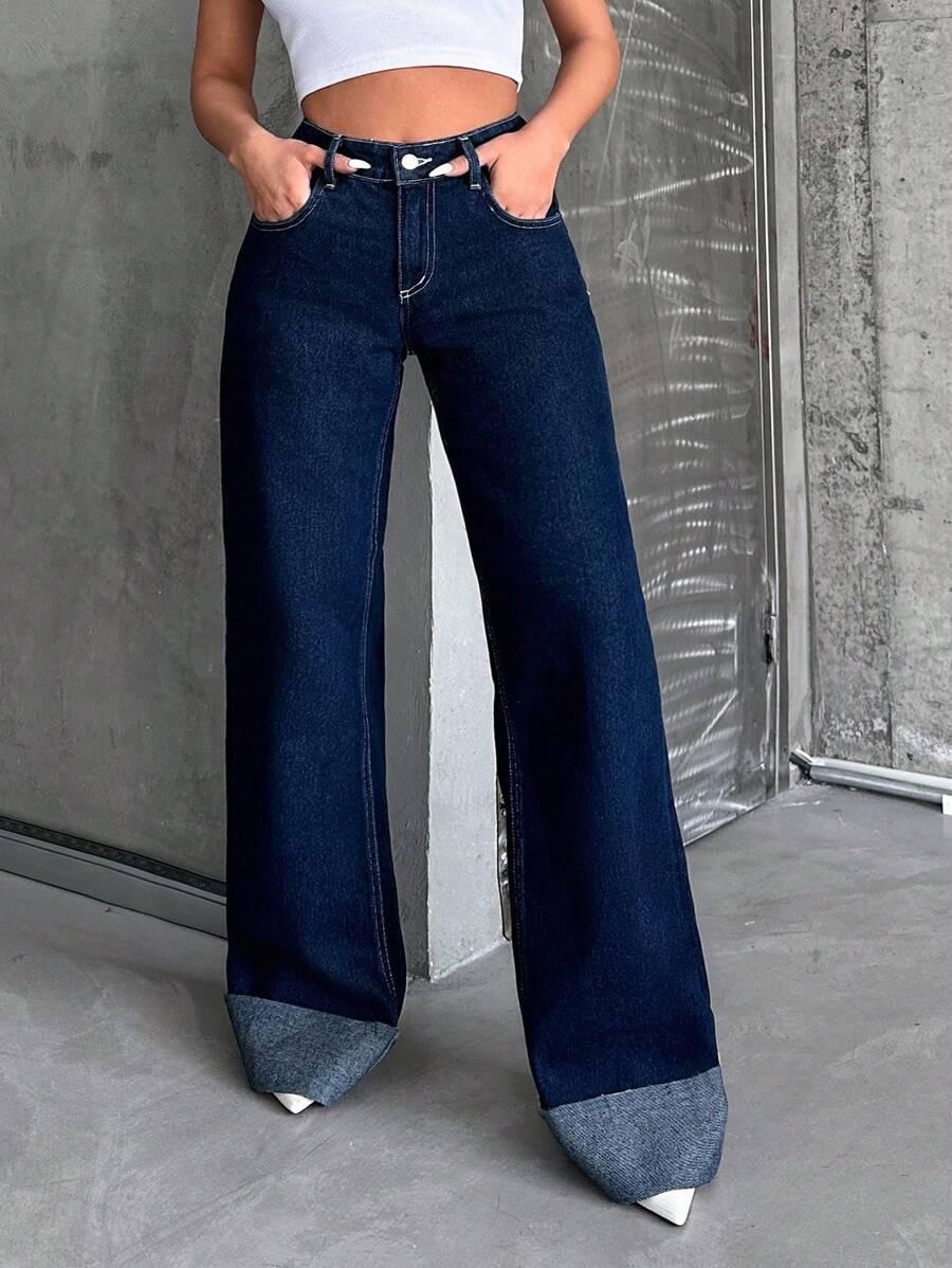 GRANATOWE SPODNIE JEANS