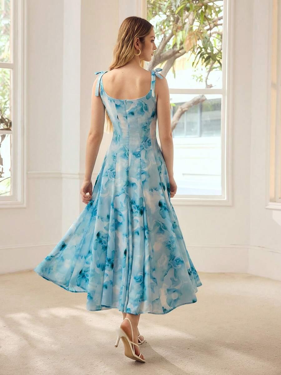 niebieska midi sukienka