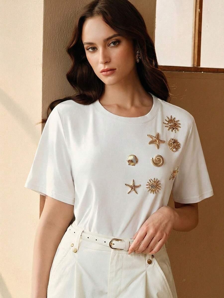 biały t-shirt zdobienie