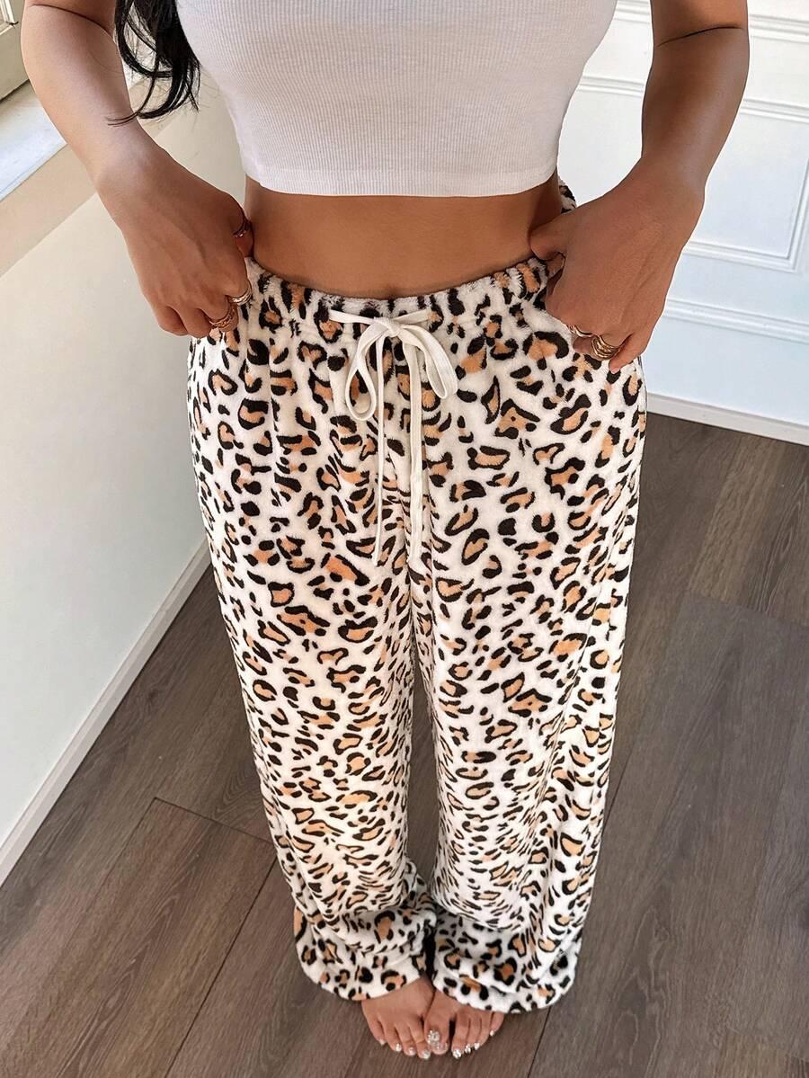 spodnie piżamowe animal print w panterkę