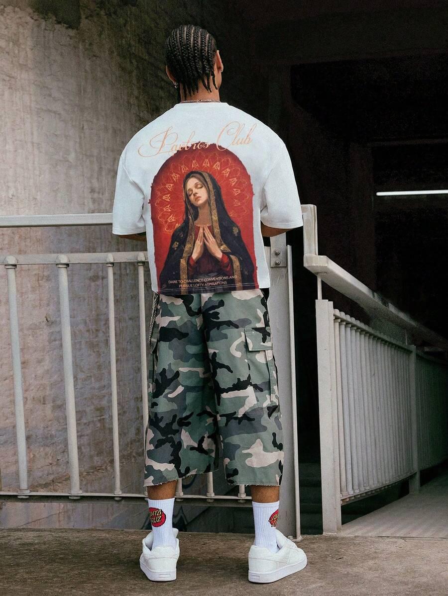 biały t-shirt wzór