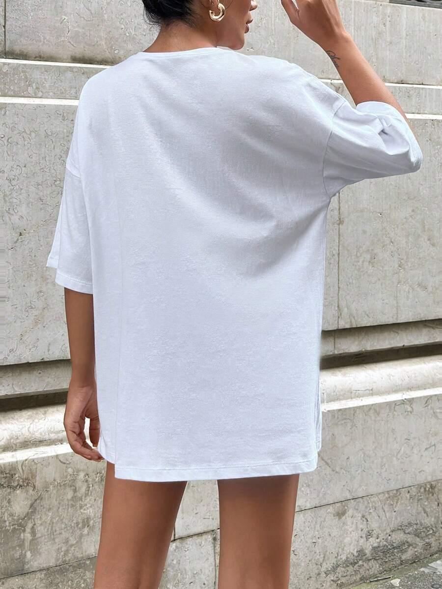 BIAŁY T-SHIRT ZDOBIENIE