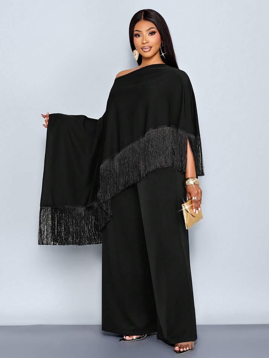 CZARNA NARZUTA SPODNIE KOMPLET