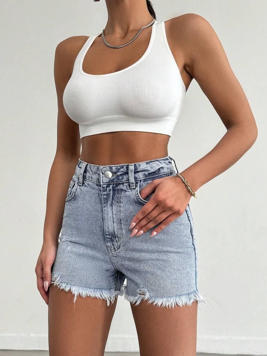 NIEBIESKIE SPODENKI JEANSOWE WYSOKI STAN
