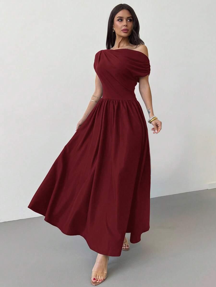 bordowa maxi sukienka