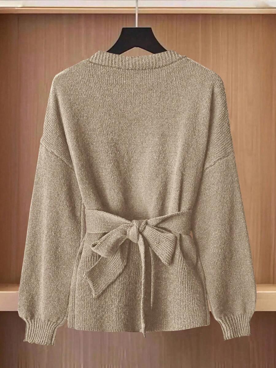 BEŻOWY SWETER DŁUGI RĘKAW