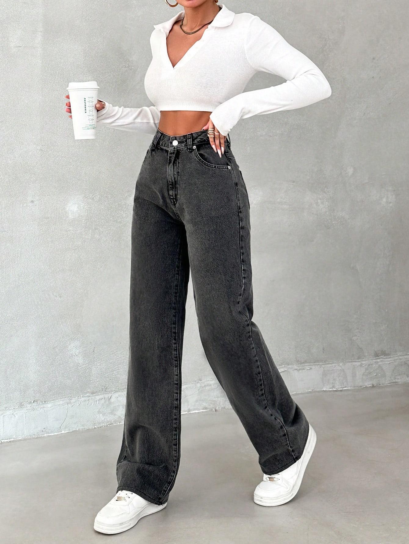 CZARNE SPODNIE JEANS 