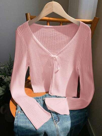 różowy sweter wiązanie