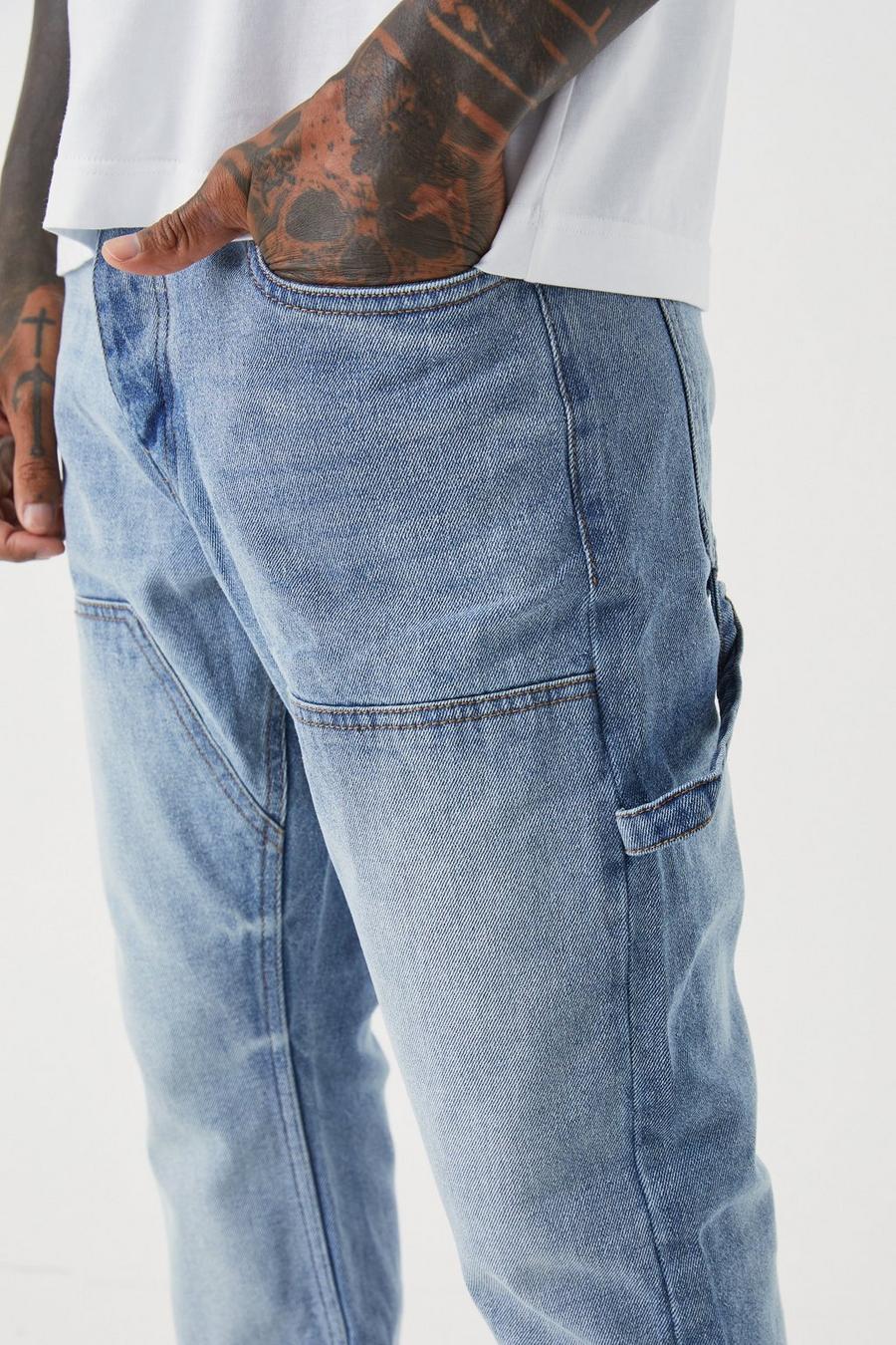niebieskie jeansowe spodnie slim