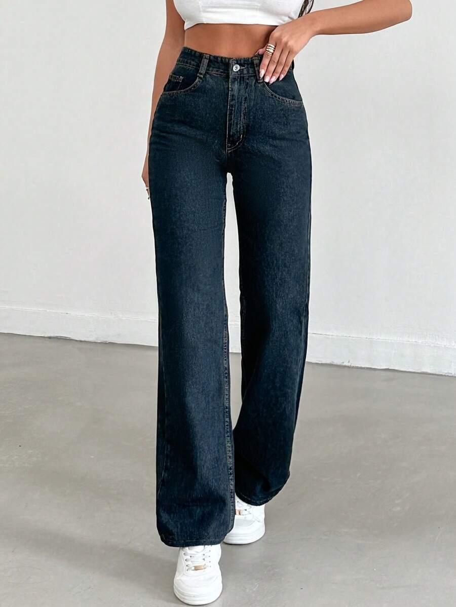 GRANATOWE SPODNIE JEANS