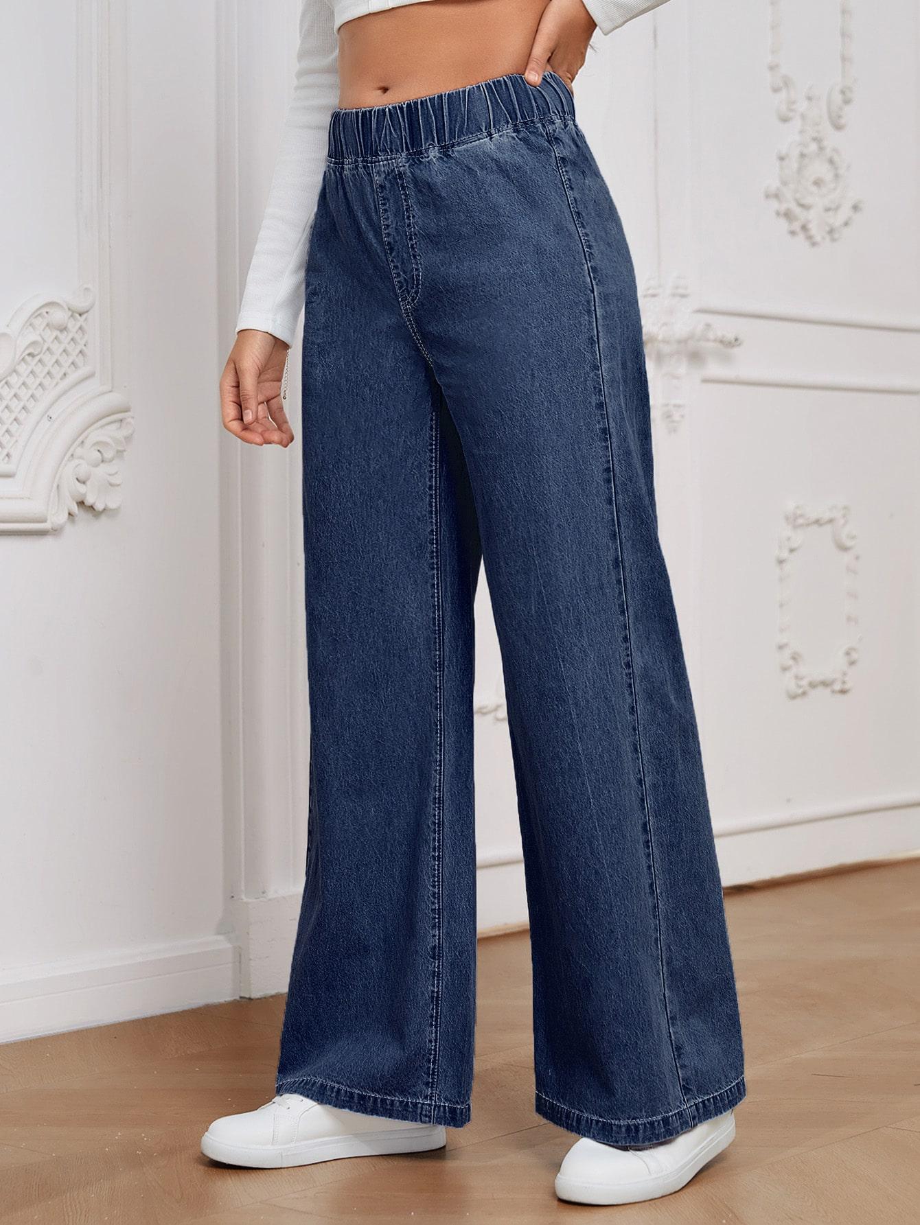 SPODNIE JEANS Z GUMKĄ W PASIE