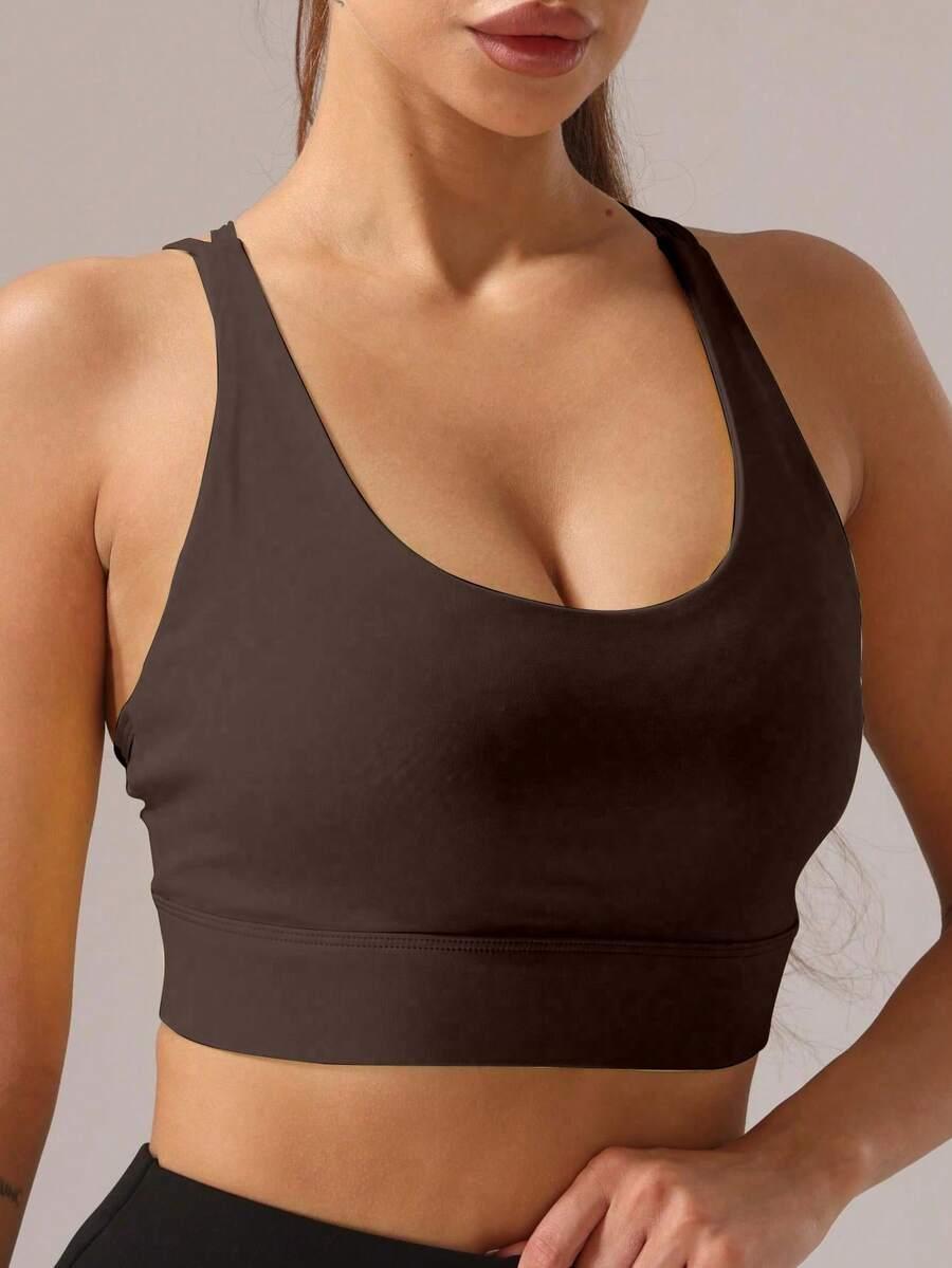 brązowy top sportowy basic