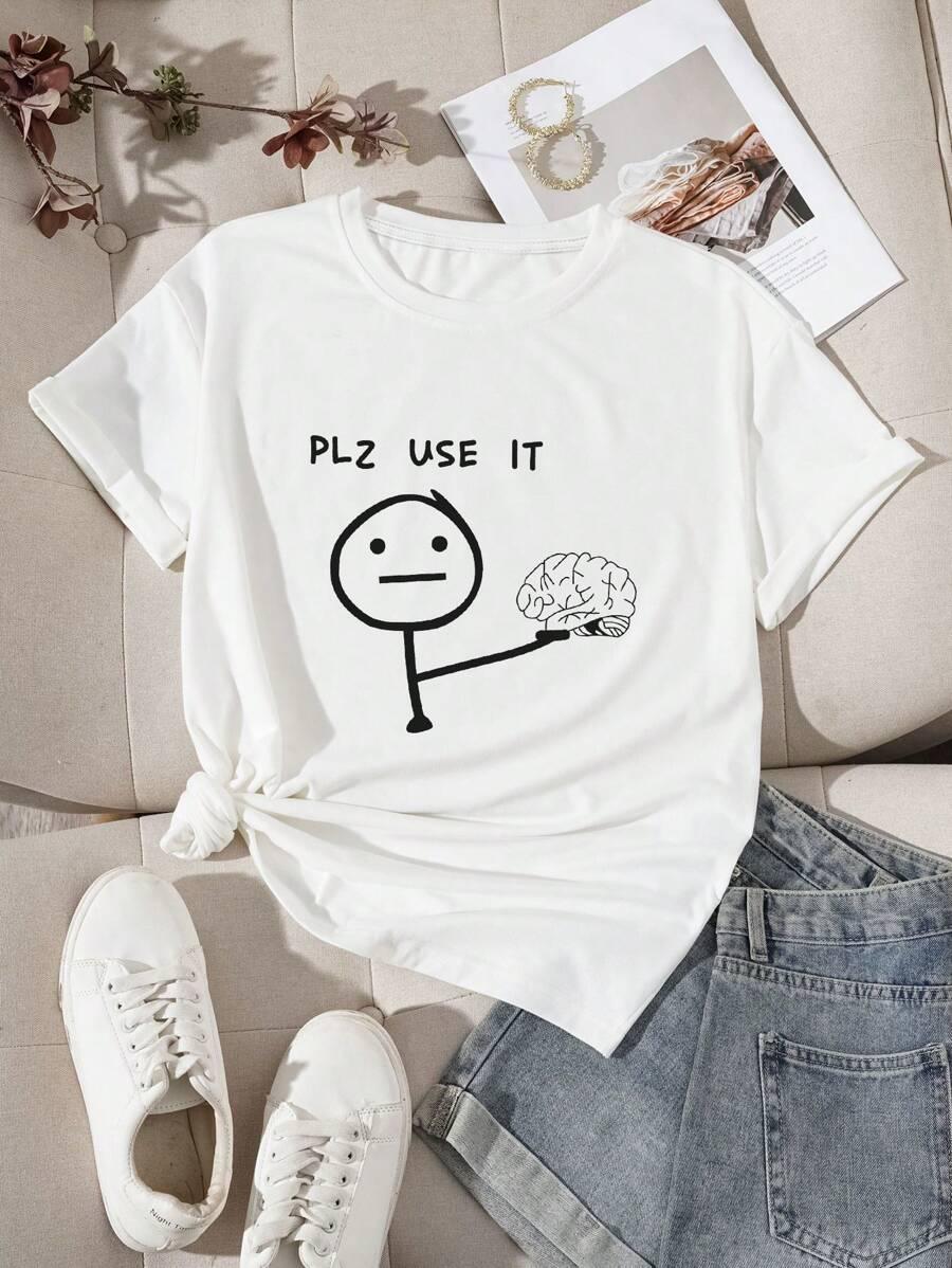 biały t-shirt print