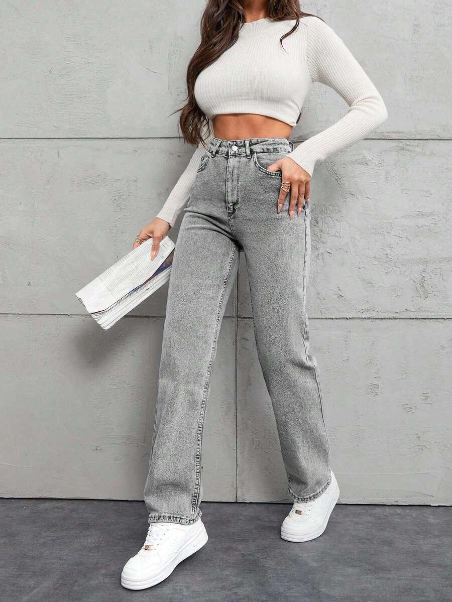 SZARE SPODNIE JEANS 