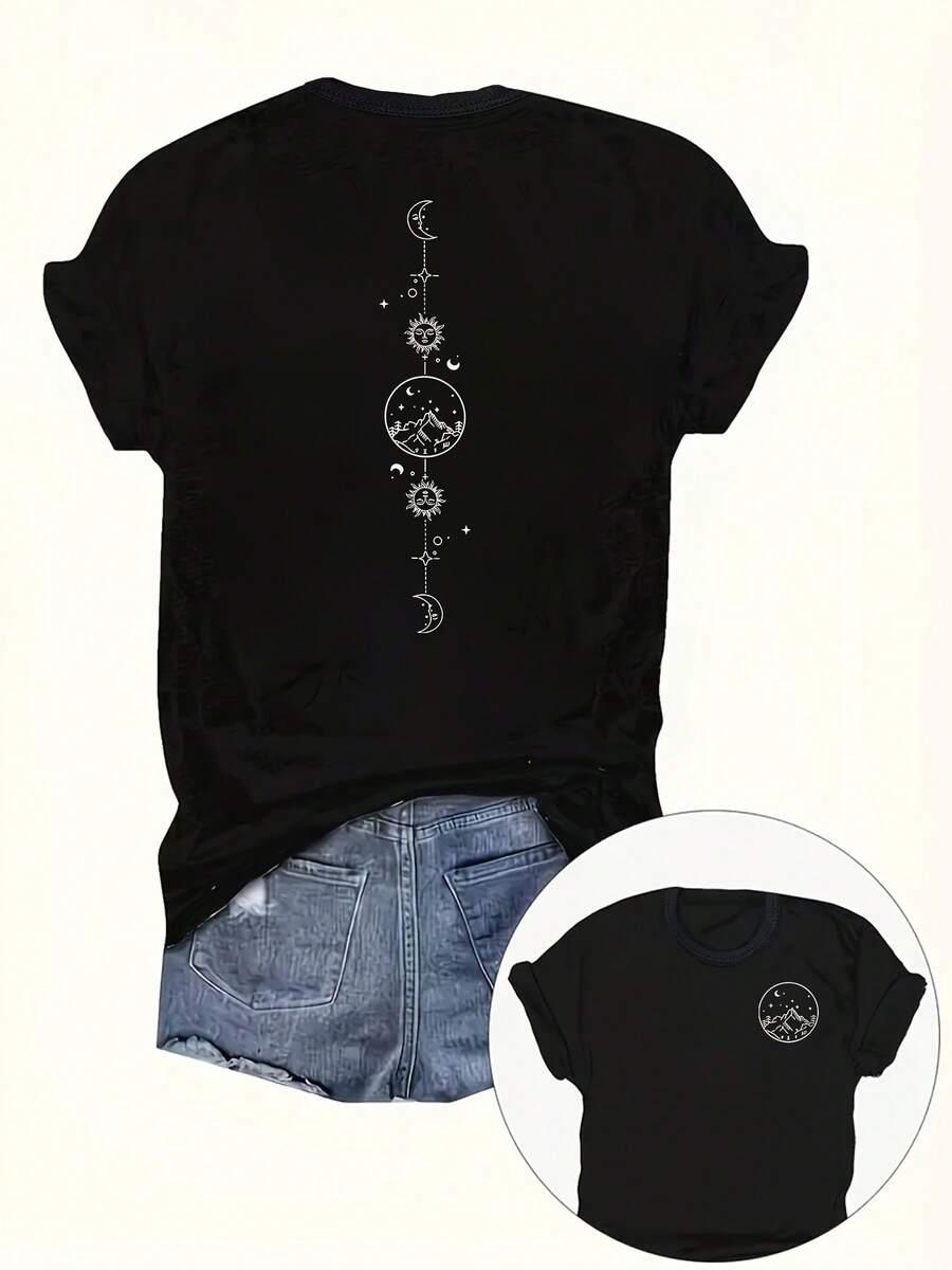 czarny t-shirt z nadrukiem